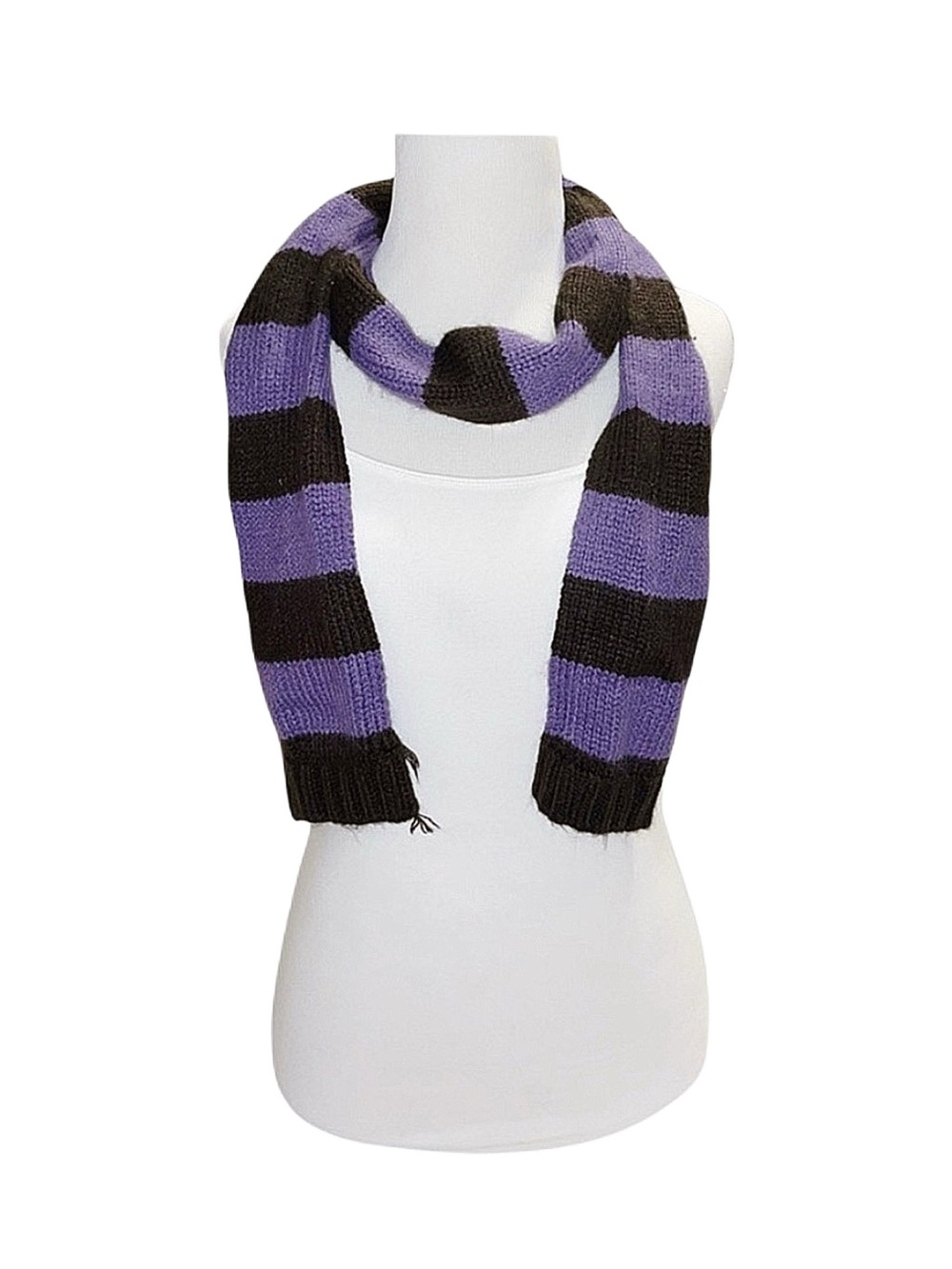 GIRL'S Purple And Dark Brown Striped Scarf